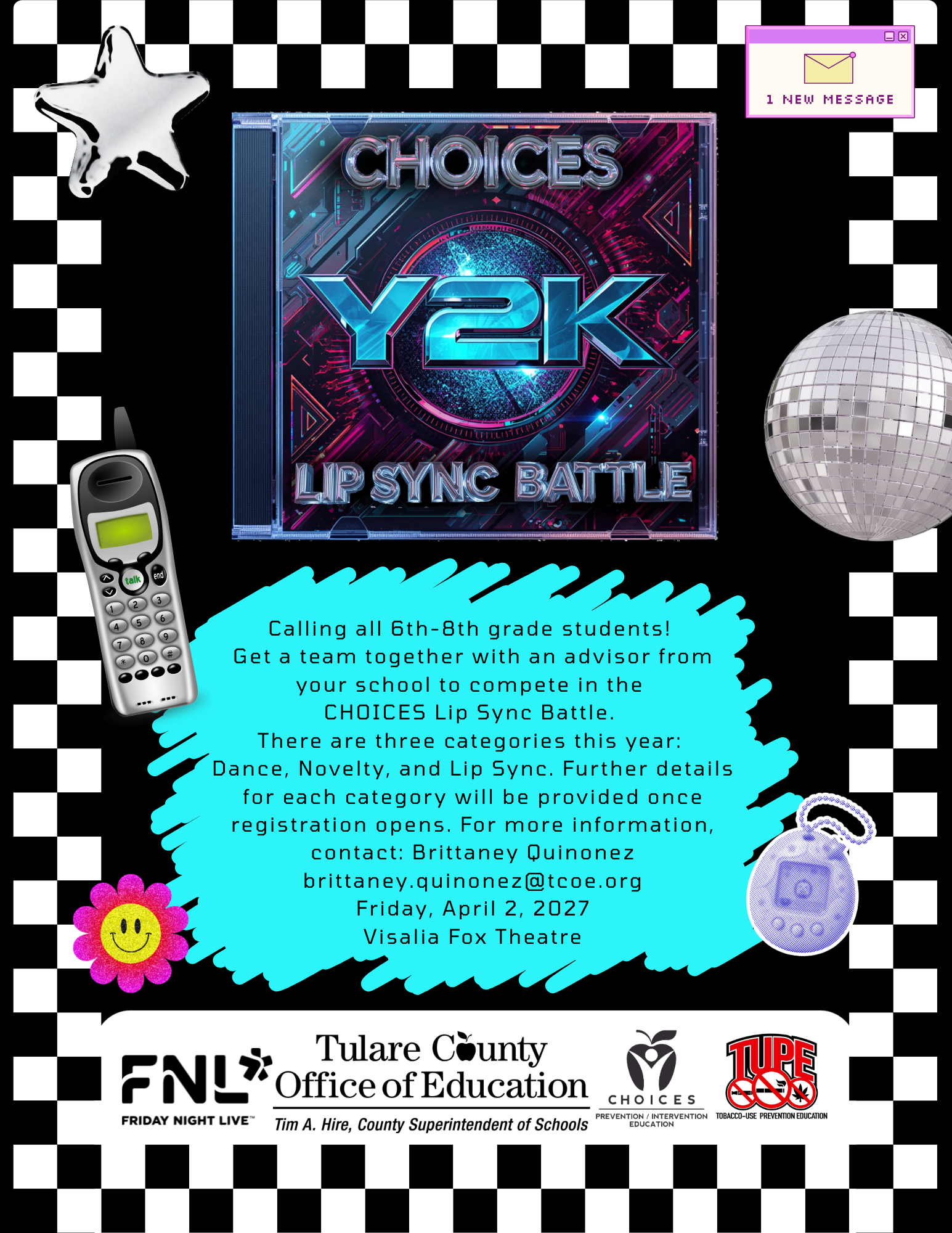 Flyer with information for Lip Sync event.