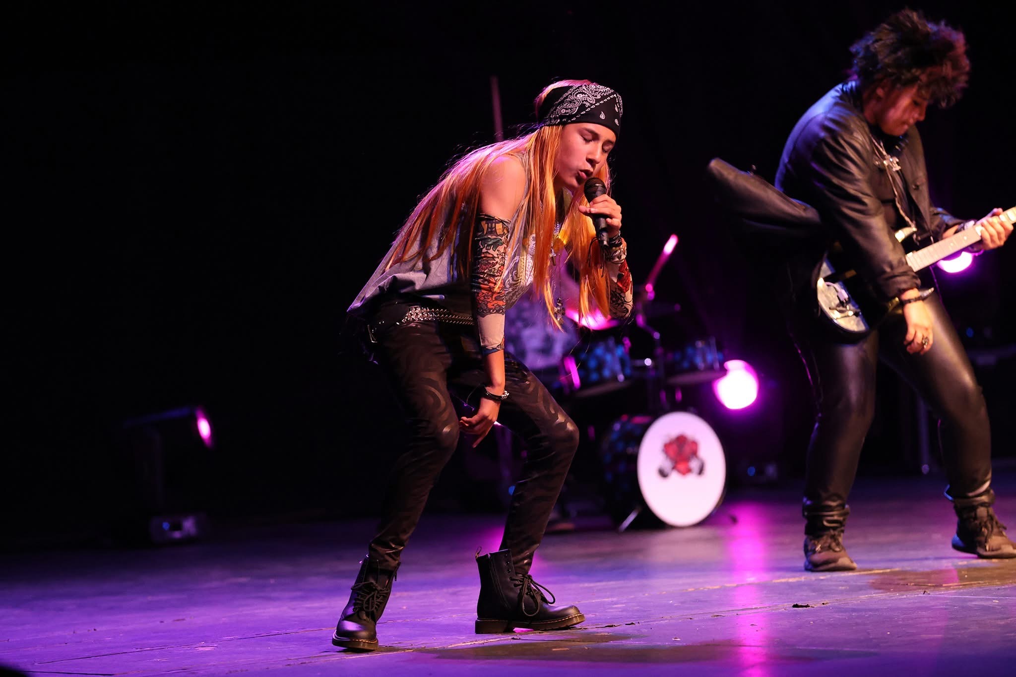 Students performing at the lip sync event.