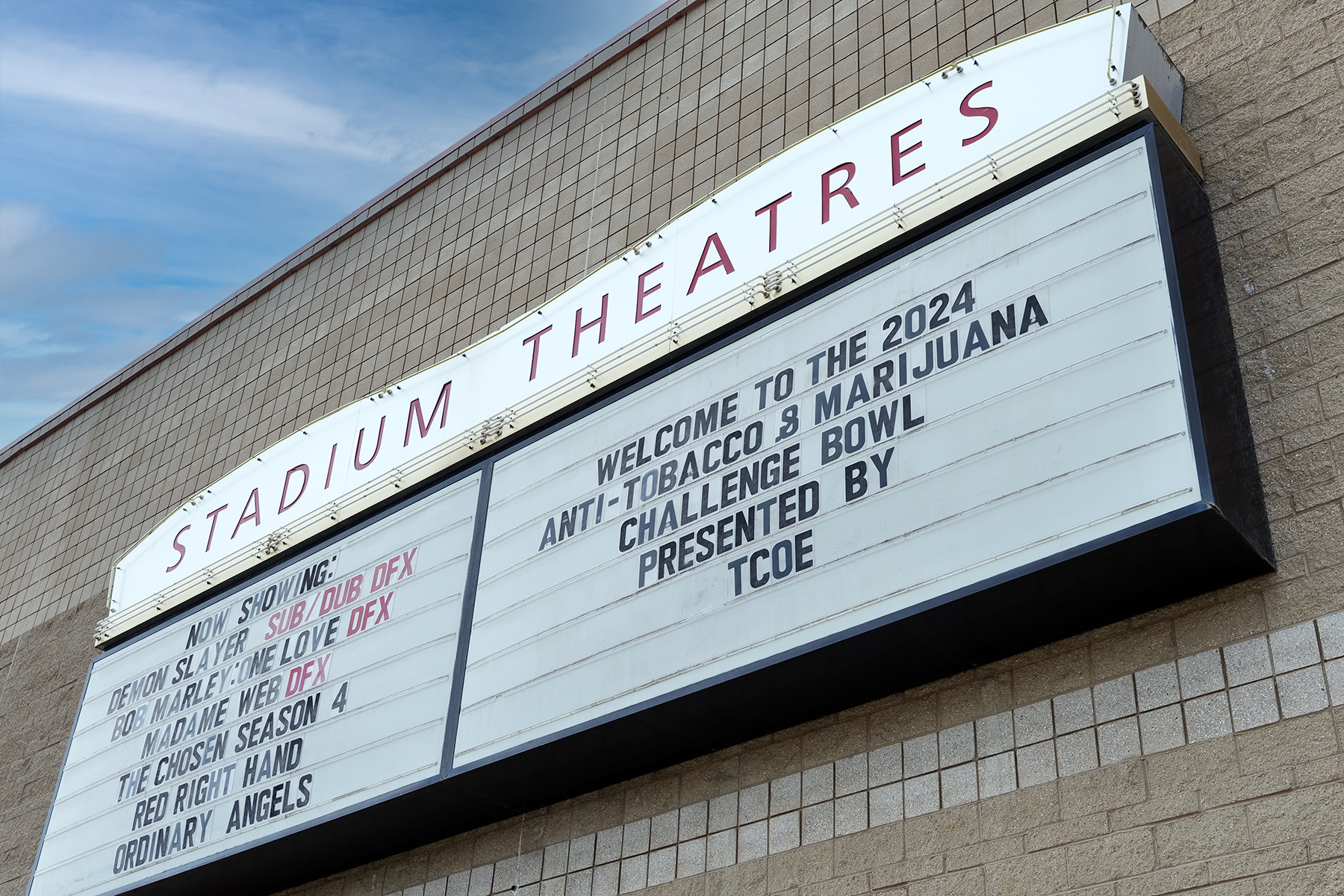 photo of marquee with TCOE presented at Galaxy Theatres