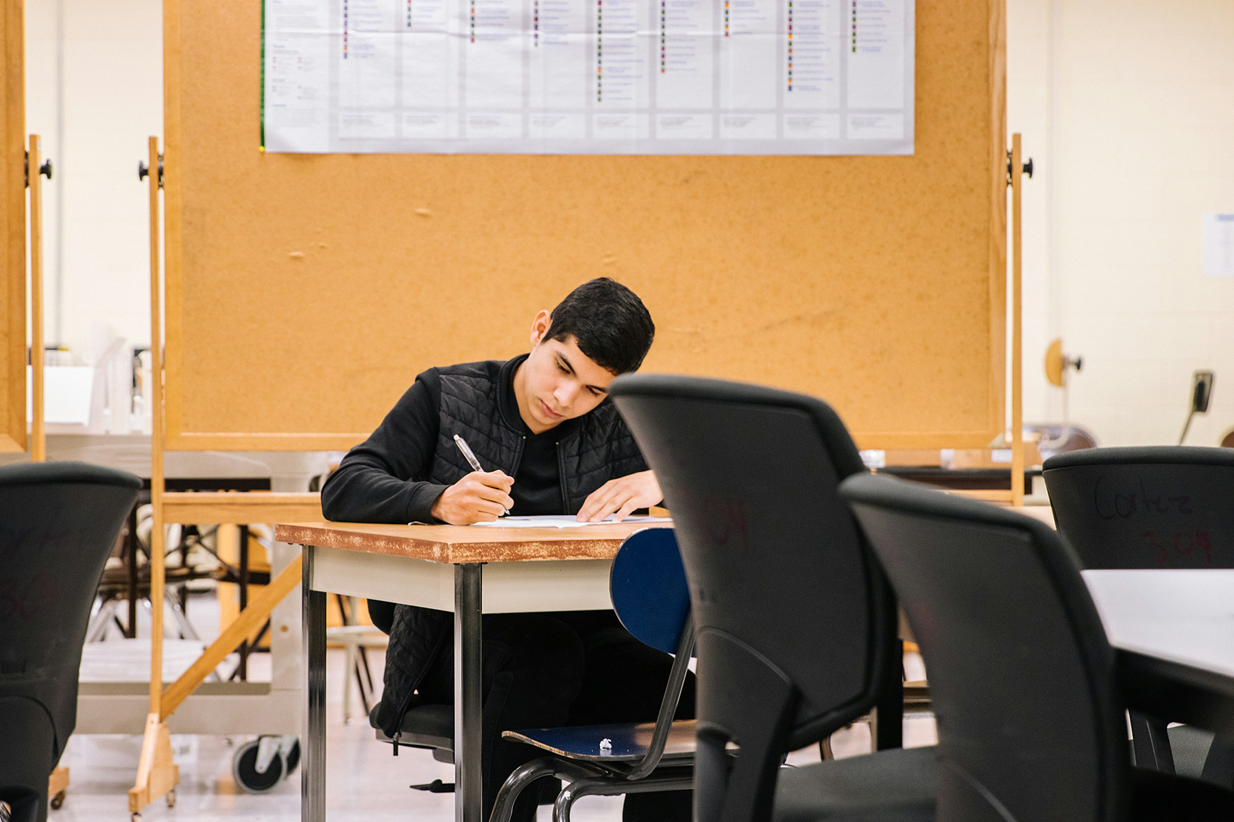 Student taking test
