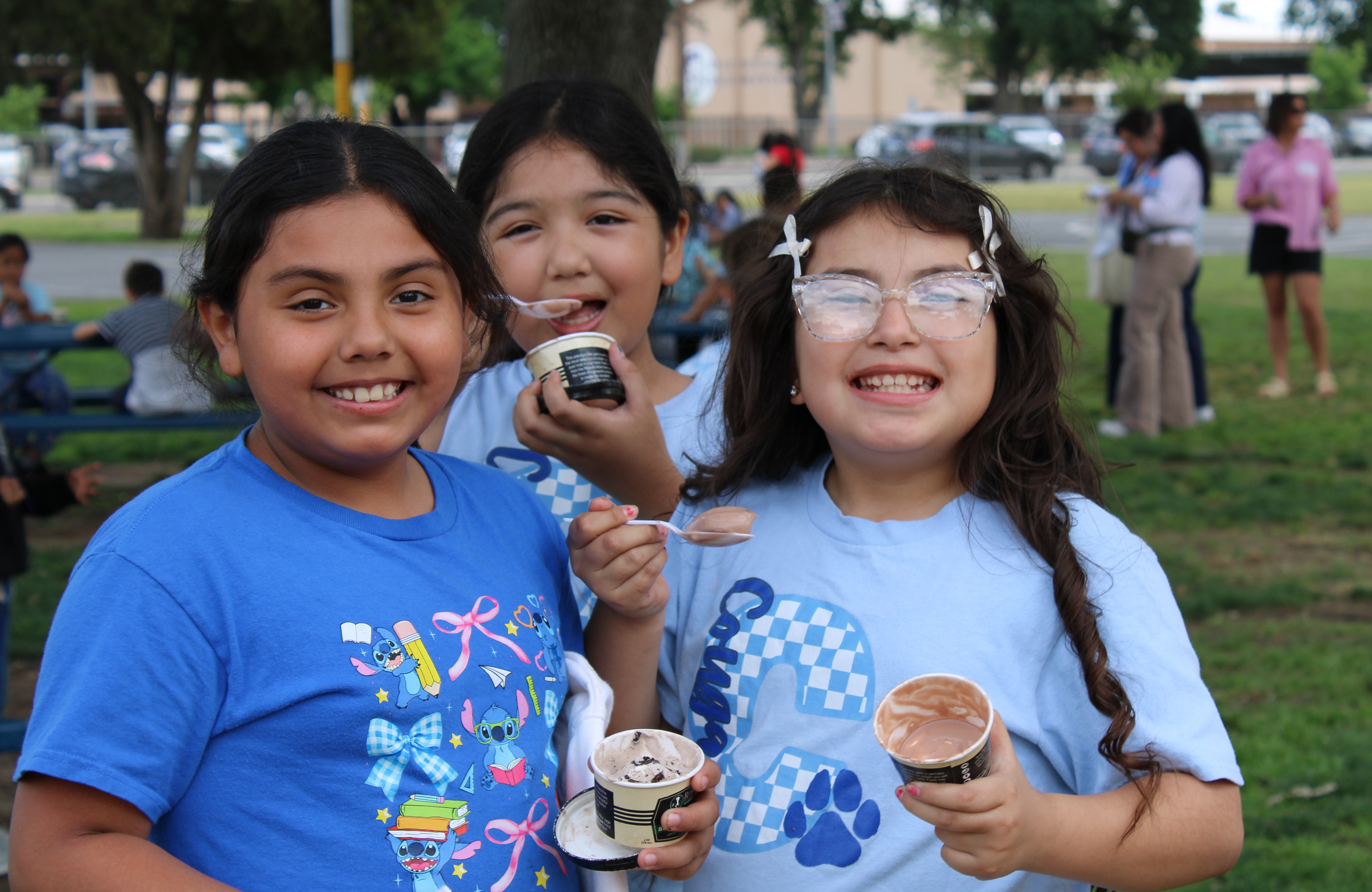 three girls with ice cream
