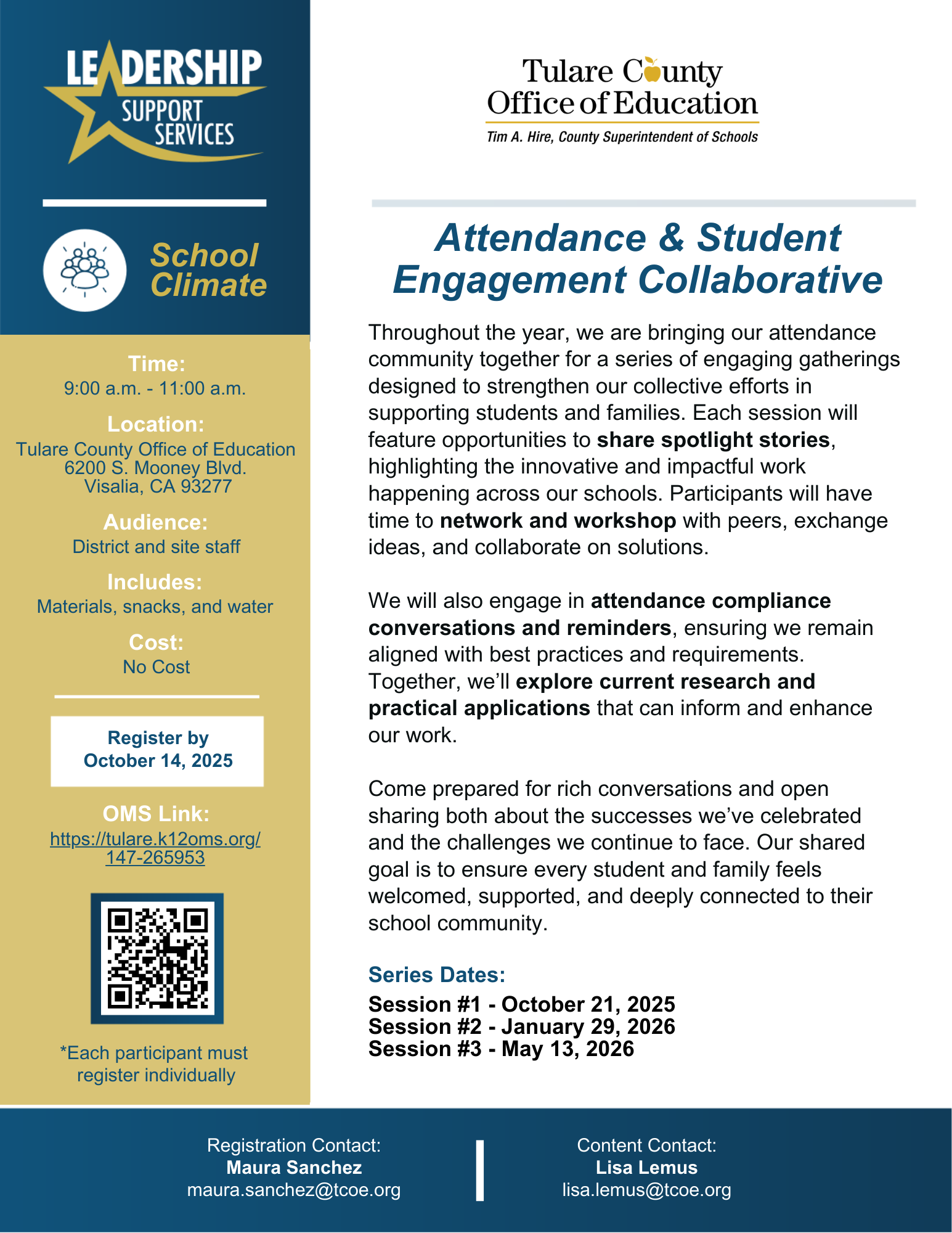 Flyer Attendance & Student Collab, white, blue, gold