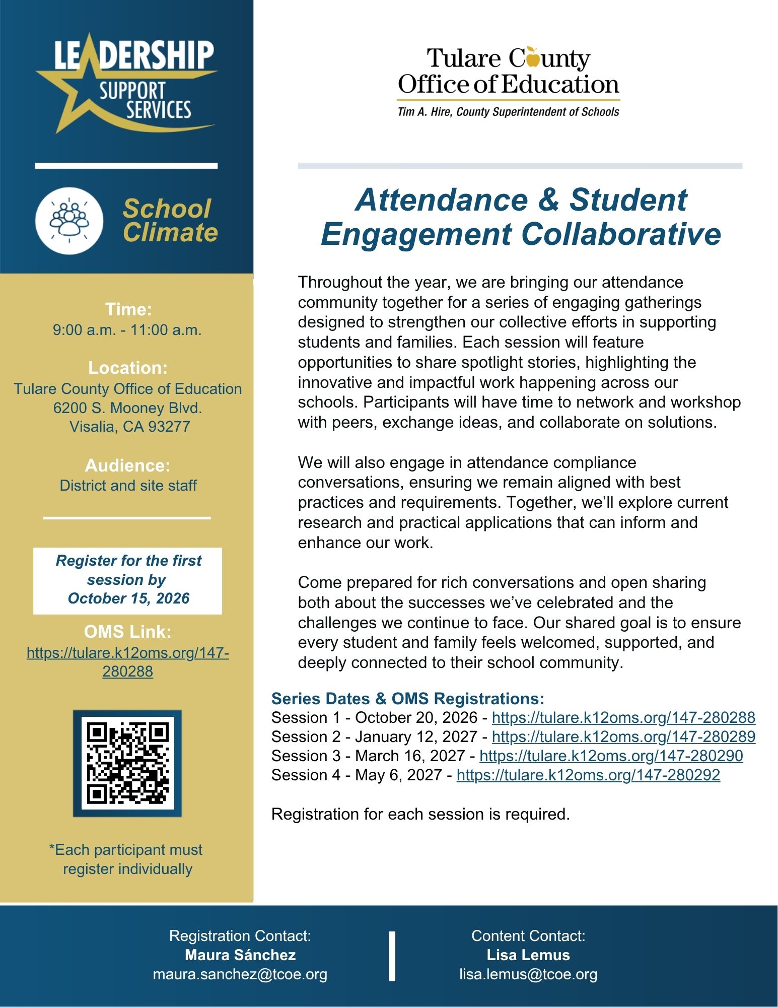 Flyer - 2026-27 - Attendance & Student Engagement Collaborative .pdf flyer gold, white, and blue