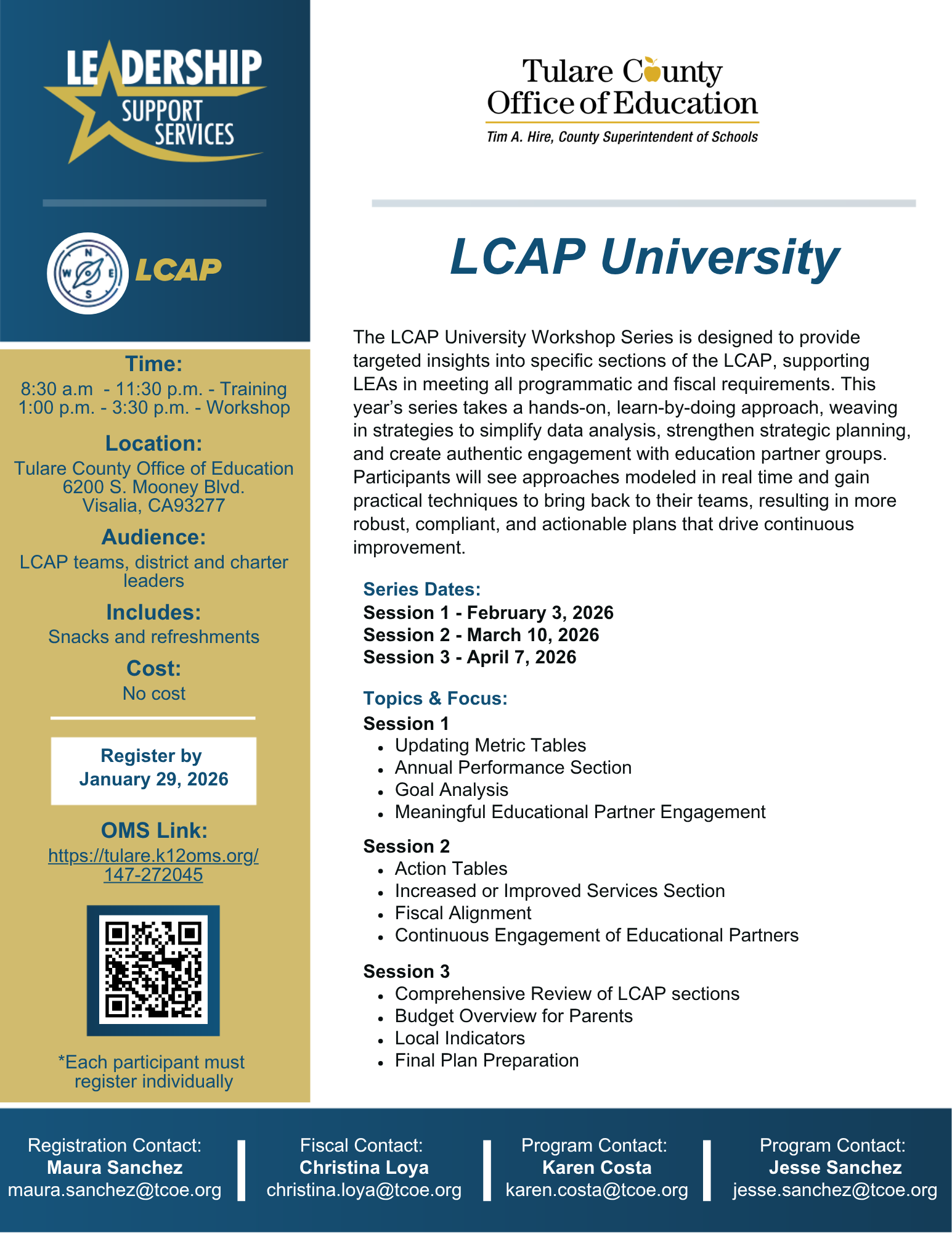 Flyer - LCAP University Flyer gold blue white