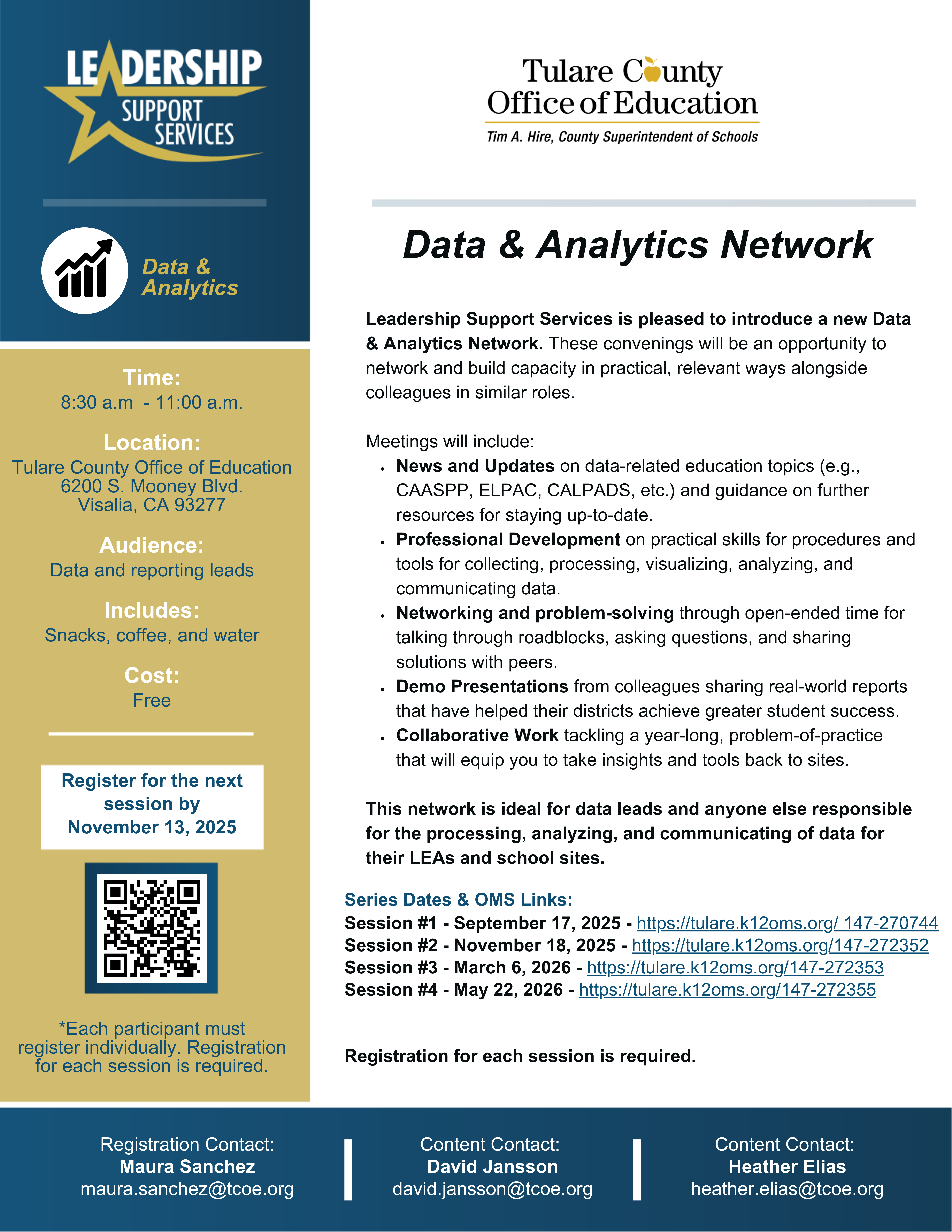 Flyer data and analytics, gold, blue, white
