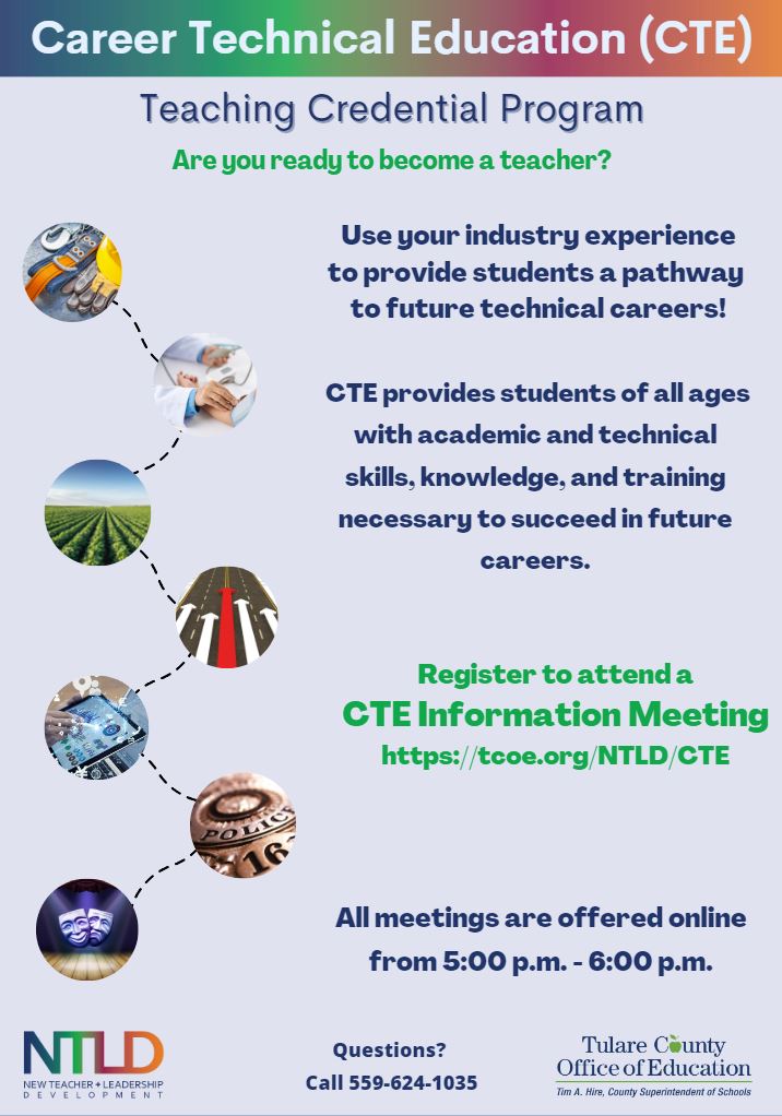 Career Technical Education Program Information Meetings Flyer and Link to Registrater