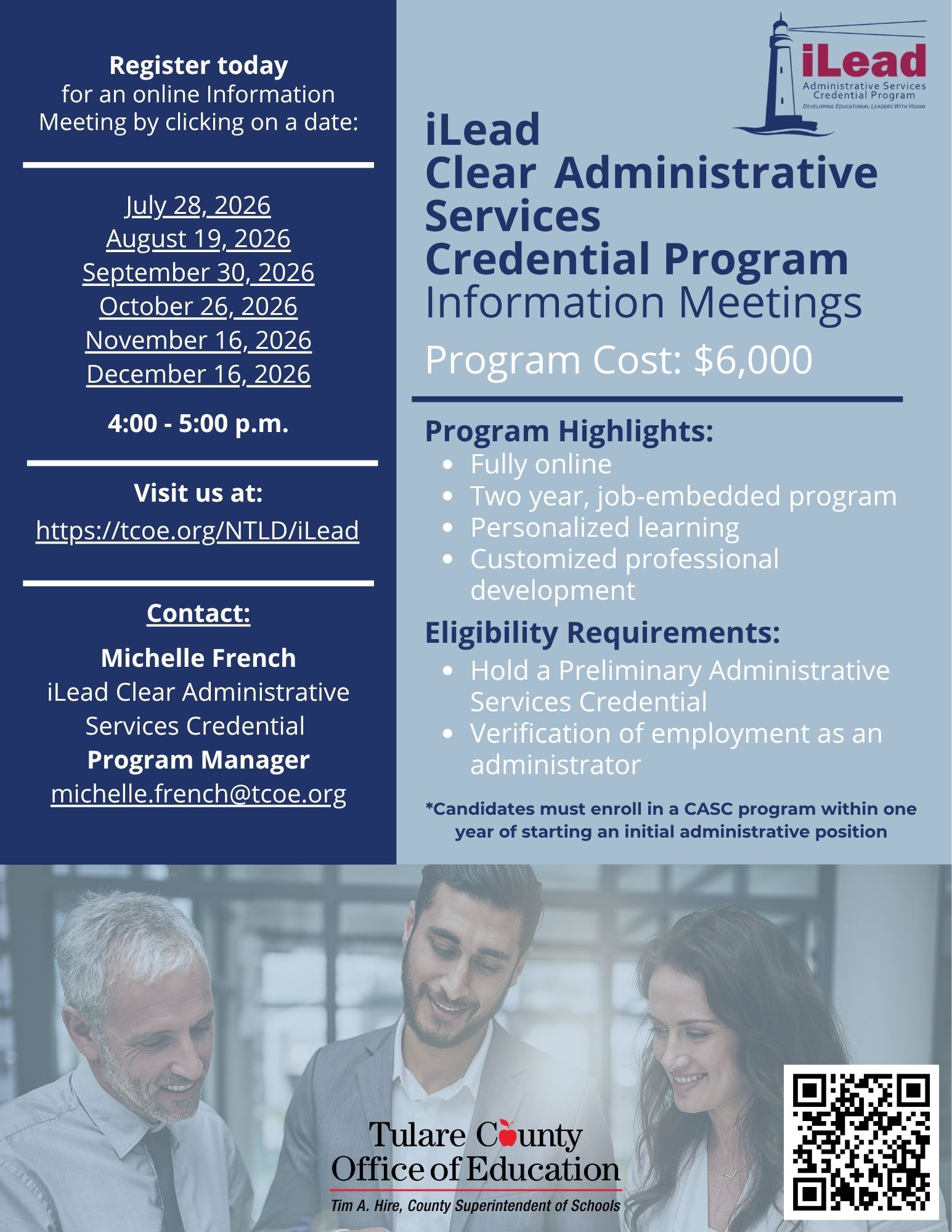 iLead Clear Admin Information Meeting Flyer