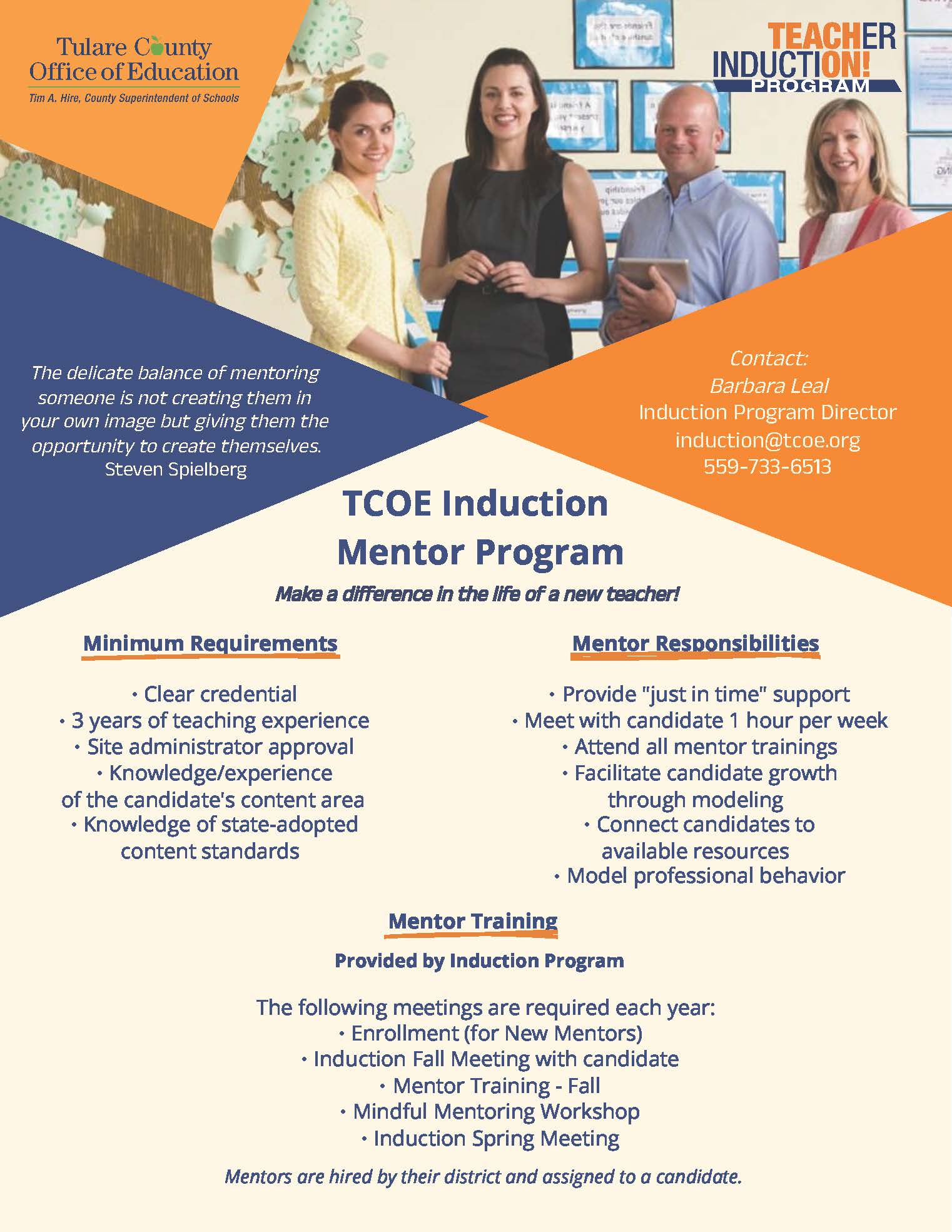 This document explains the requirements for Induction Program Mentors.