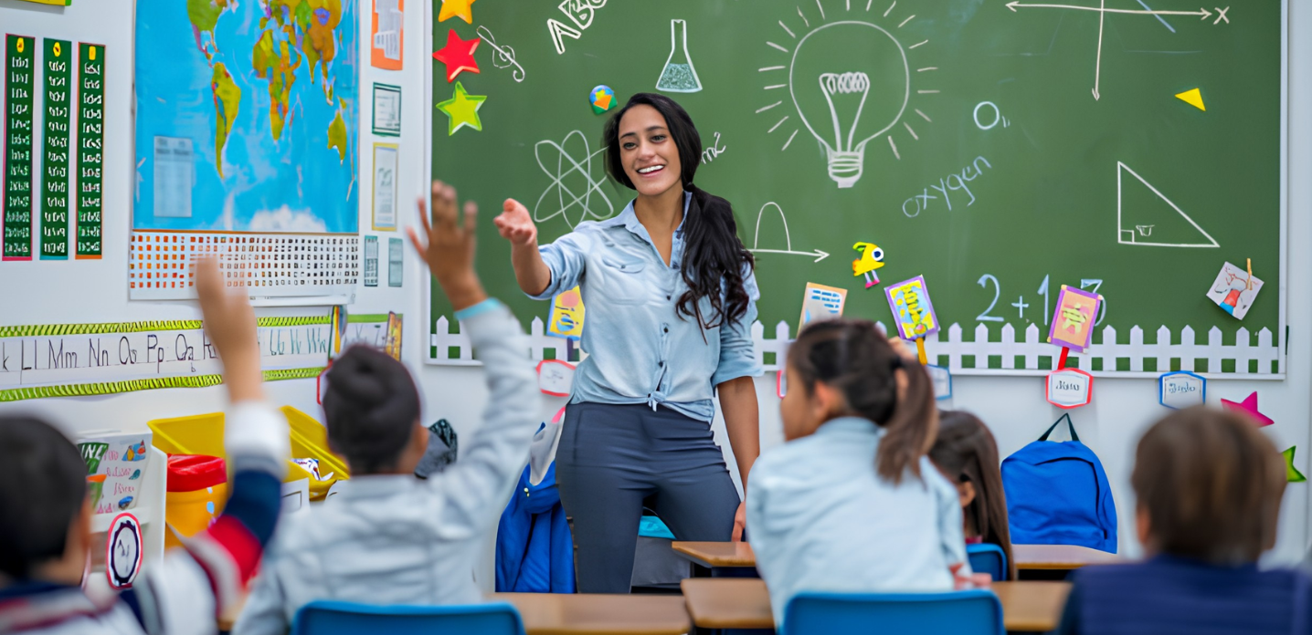 Teacher calling on students