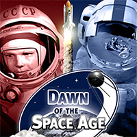 logo for planetarium show, Dawn of the Space Age