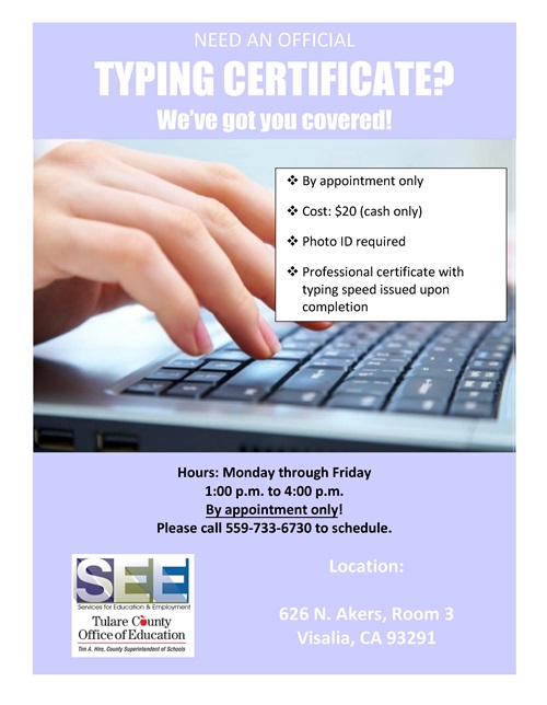 Pic of typing cert flyer