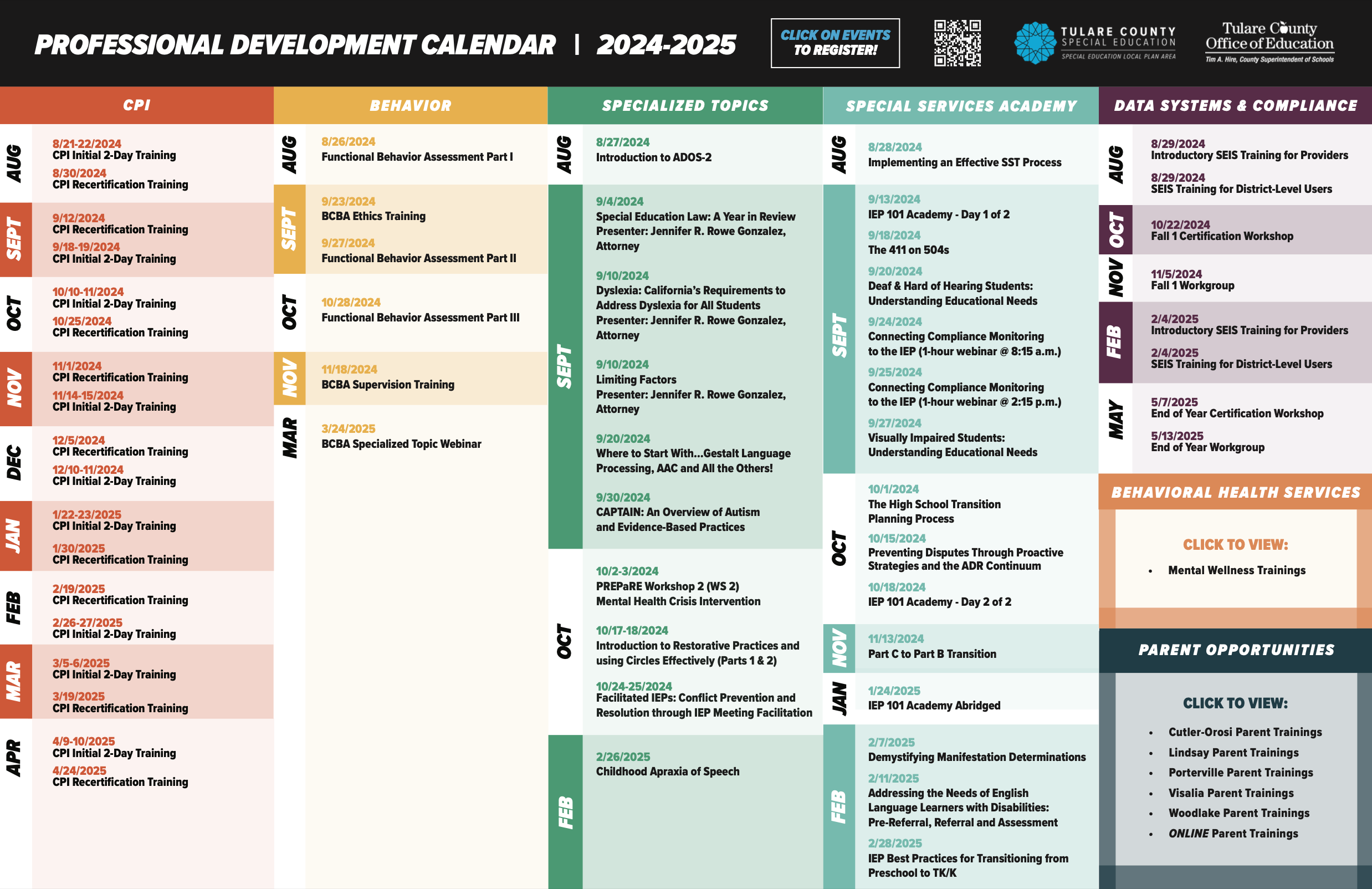 Professional Development Calendar