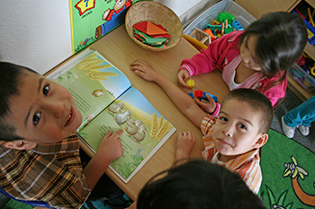 Children looking up